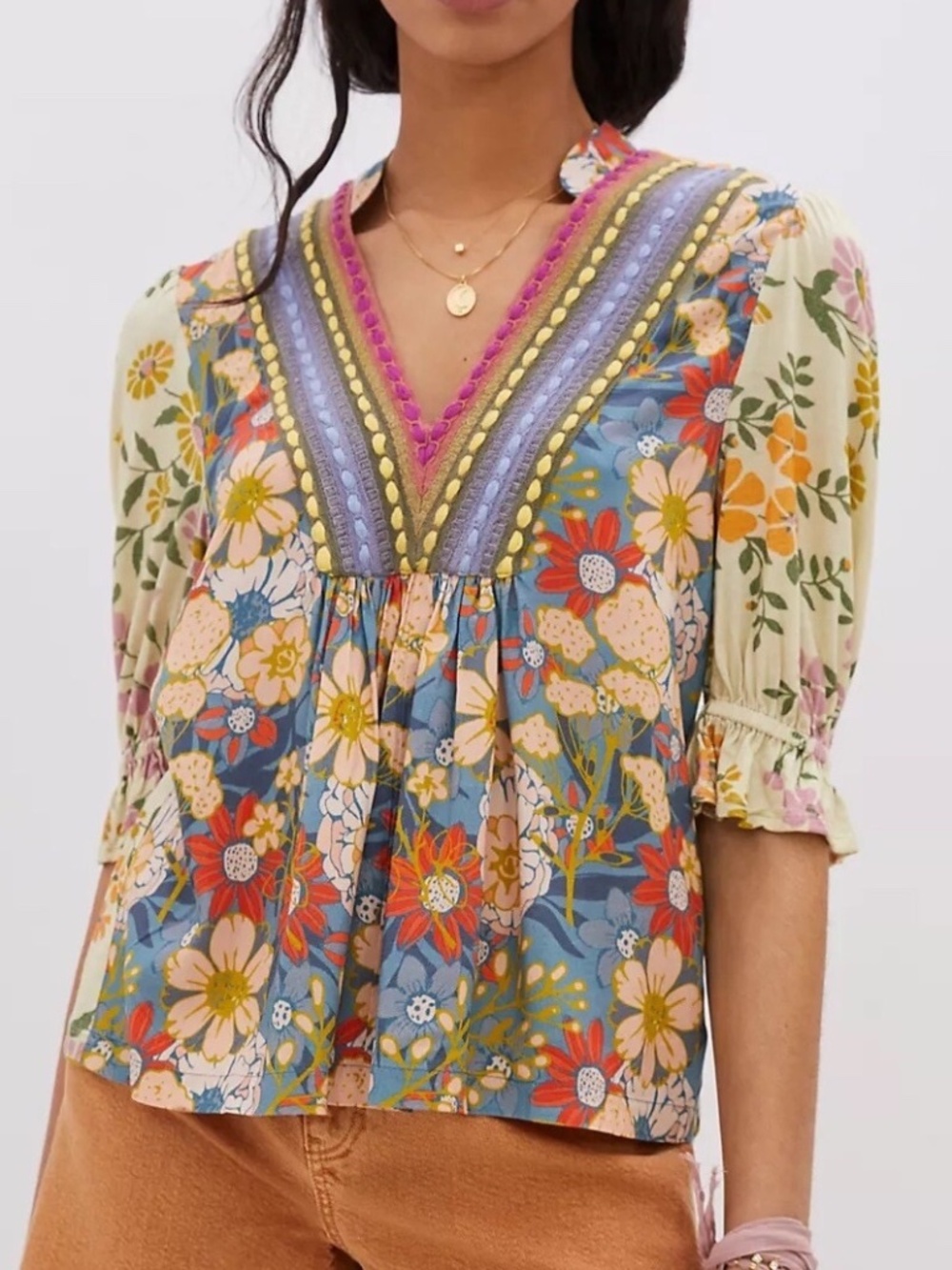 Bl-nk London Stephanie Multi Color Floral Pattern Top Sz Medium - Picture 2 of 12
